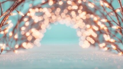 Wall Mural - Softly glowing lights create a cozy winter ambiance.