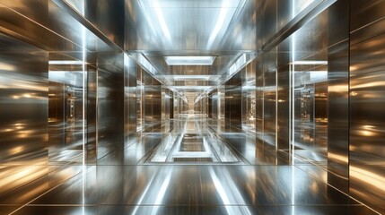 Poster - Metal Corridor Infinite Reflection Architecture Design