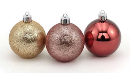 Wall Mural - Three decorative Christmas ornaments in various colors.