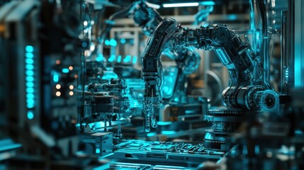 Poster - Advanced Robotic Arm Assembling Circuit Boards In Factory