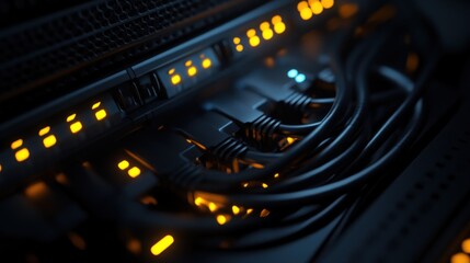 Poster - Network Server Cables Illuminate Dark Data Center