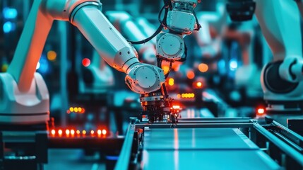 Poster - Robotic Arms Working on Assembly Line in Factory