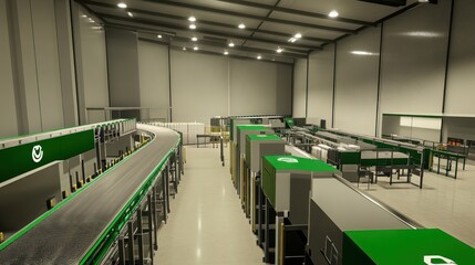 Poster - Automated Conveyor System In Modern Warehouse Facility