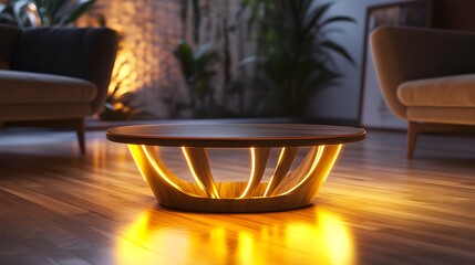 Poster - A design studio creating 3D glowing concepts for eco-friendly furniture, with 2D annotated details on materials and usage. 4k resolution, Cinematic Scene