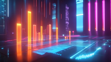 Poster - A team analyzing 3D glowing graphs of problem areas and 2D animated solutions overlaying the visuals. 4k resolution, Cinematic Scene