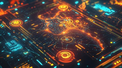 Poster - A brainstorming session displaying 3D glowing systems mapping out solutions and 2D success indicators. 4k resolution, Cinematic Scene