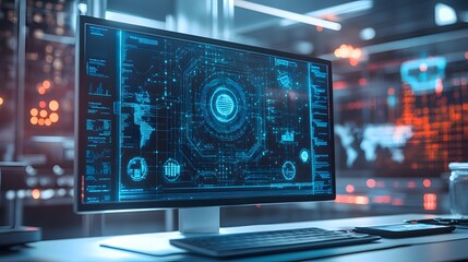 Poster - A workspace with 3D holographic product concepts displayed and 2D glowing pathways mapping their development. 4k resolution, Cinematic Scene