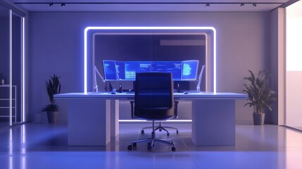 Poster - A founder presenting a 3D holographic prototype in a clean workspace, with 2D glowing metrics showcasing its potential. 4k resolution, Cinematic Scene