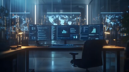 Poster - A collaborative workspace where 3D glowing product iterations are developed with 2D glowing team inputs. 4k resolution, Cinematic Scene