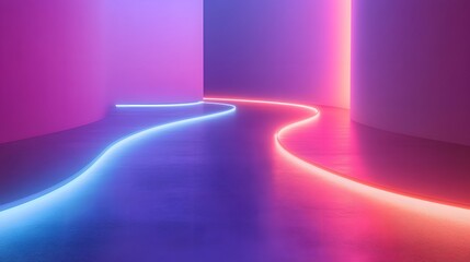 Poster - A minimalist brainstorming corner filled with 3D glowing pathways of innovation and 2D glowing product iterations. 4k resolution, Cinematic Scene