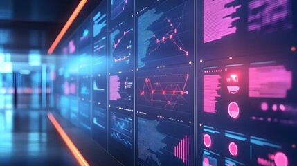 Poster - A digital whiteboard filled with 3D glowing strategy pathways and 2D glowing action steps. 4k resolution, Cinematic Scene