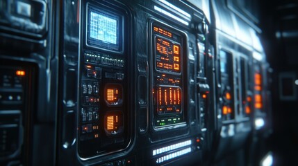 Poster - Futuristic Spaceship Control Panel Interface Design