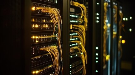 Poster - Illuminated Server Racks With Network Cables