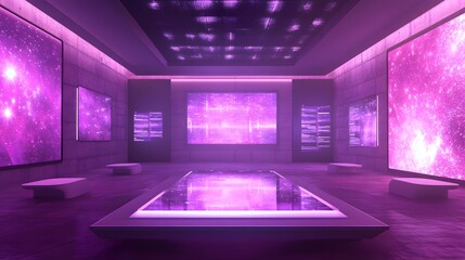 Poster - A digital collaboration room featuring 3D glowing organizational alignment visuals and 2D floating success indicators. 4k resolution, Cinematic Scene