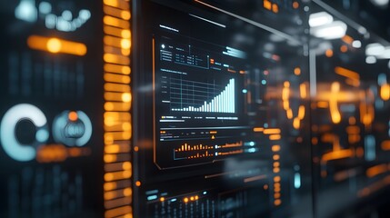 Poster - A futuristic design lab displaying 3D glowing product concepts and 2D visual analyses of market fit. 4k resolution, Cinematic Scene