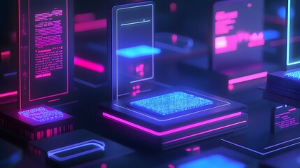Poster - A collaborative design lab featuring 3D glowing product prototypes and 2D visual highlights of user feedback. 4k resolution, Cinematic Scene