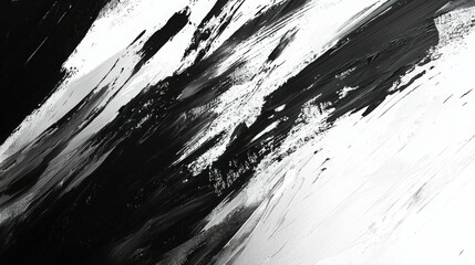 Poster - Monochrome Abstract Artwork Featuring Bold and Sweeping Brushstrokes in Black and White, Perfect for Modern Design Projects and Artistic Expression