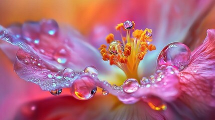 Poster - A flower with droplets of water on it