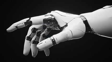 Aufkleber - White cyborg finger about to touch human finger 3D rendering