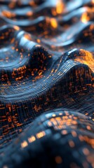 Poster - A piece of fabric with a wave pattern and orange and blue colors