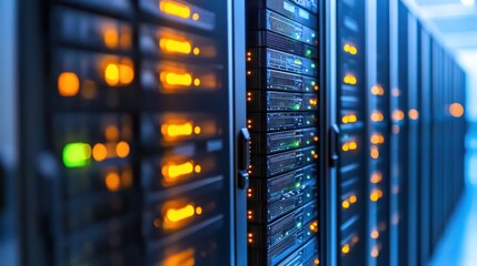 Poster - Illuminated Server Racks In A Modern Data Center
