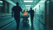 © Tahir AI - Doctors rushing a heart attack patient on a stretcher through hospital corridors.