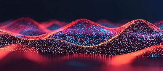 Poster - Vibrant abstract waves of light create a futuristic landscape, showcasing digital transformation and innovation.