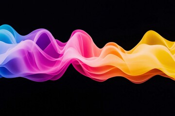 Poster - Vibrant waves of color flowing across a black background, showcasing a dynamic and artistic design.