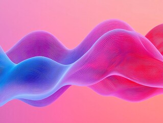 Poster - Abstract digital waves in vibrant pink and blue colors, creating a fluid and dynamic visual effect.