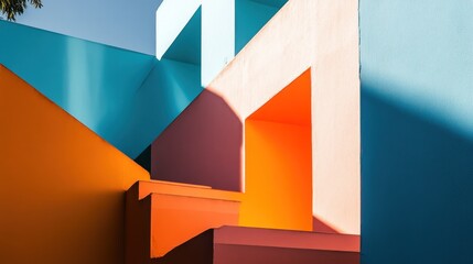 Poster - Abstract Building Facade Colorful Geometric Design