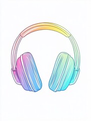 Poster - Headphones multi color style icon. Simple thin line, outline of internet things icons for ui and ux, website or mobile application