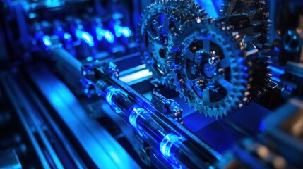 Poster - Closeup View of Industrial Gears and Machinery