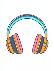 Poster - Headphones multi color style icon. Simple thin line, outline of internet things icons for ui and ux, website or mobile application