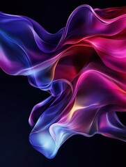 Poster - A mesmerizing blend of flowing hues in vibrant shades of purple, pink, and blue against a dark backdrop, creating a visual experience reminiscent of light and motion.