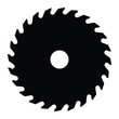 © Meduza - Sharp miter saw blade vector icon. Circular saw blade black silhouette. Wood cutting symbol. Construction and Manufacturing pictogram.