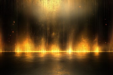 Poster - A stunning abstract representation of a radiant horizon, this image blends golden hues and shimmering textures, creating a captivating and luminous visual experience.