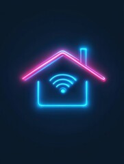 Poster - smart home neon icon. Elements of internet things set. Simple icon for websites, web design, mobile app, info graphics