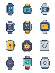 Poster - Smartwatch multi color style icon. Simple thin line, outline of internet things icons for ui and ux, website or mobile application
