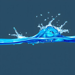 Fototapete - Water splash realistic illustration of 3d water wave with blue clear transparent effect