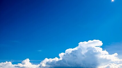 Wall Mural - Copy space minimal concept of summer blue sky and white cloud abstract blank background.