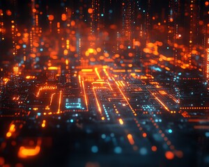 Poster - 3D rendering of internet network and social media connection, glowing user icons, digital data flow on a dark, techinspired background