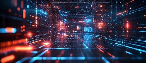 Poster - Social media network connection concept with glowing digital user icons and data flow on a dark technological background, 3D rendering