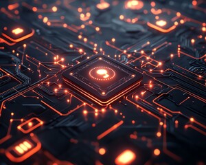 Poster - Social media network connection concept with glowing digital user icons and data flow on a dark technological background, 3D rendering