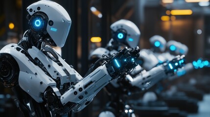 Poster - Advanced Robots Working in Futuristic Factory Setting