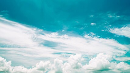Wall Mural - Copy space minimal concept of summer blue sky and white cloud abstract blank background.