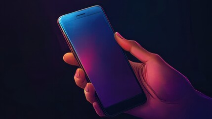 Poster - hand holding smartphone device. touching screen