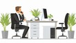 © azone - Businessman Working at Desk in Modern Office