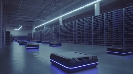 Poster - Autonomous Robots Navigate Modern Warehouse Storage Facility