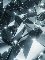 Poster - Abstract glowing gray polygonal background. Technology, innovation and future concept. 3D Rendering