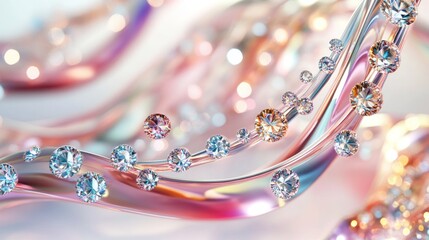 Wall Mural - Sparkling Diamonds on a Shiny Surface